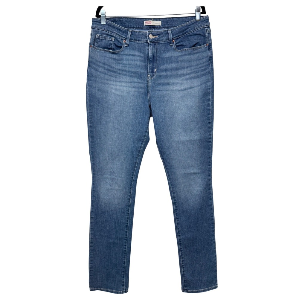 Signature Levi Strauss Womens Straight Jeans 16L Blue Mid Rise Denim Classic